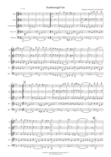 Scarborough Fair for Wind Quintet (arr. David Burndrett)