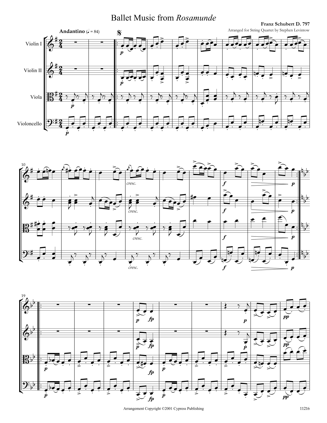 Rosamunde Ballet #2 (arr. Stephen Levintow)