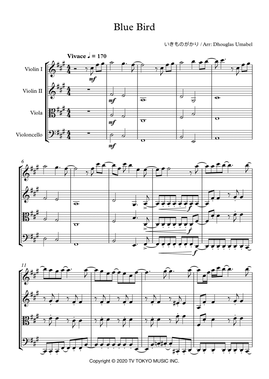 Ikimono Gakari's Blue Bird (arr. Dhouglas Umabel Mota da Silva)