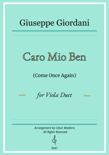 Caro Mio Ben (Come Once Again) - Viola Duet (Full Score and Parts) (arr. César Madeira)