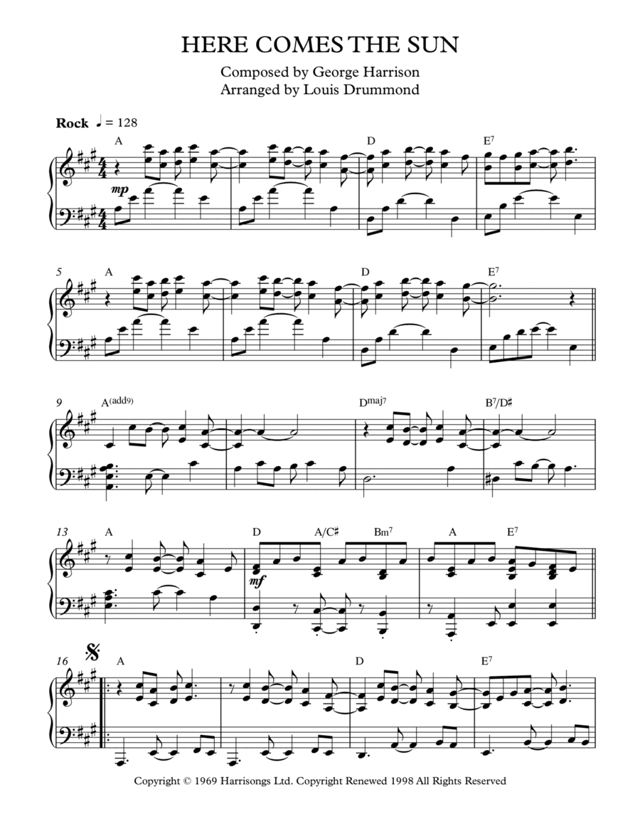 Here Comes The Sun (arr. Louis Drummond)