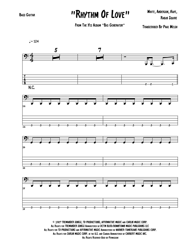 Rhythm Of Love (arr. P Welsh)