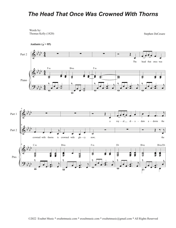 The Head That Once Was Crowned With Thorns (2-part choir)