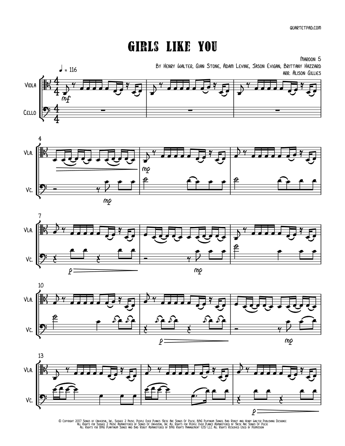 Girls Like You (arr. Alison Gillies)
