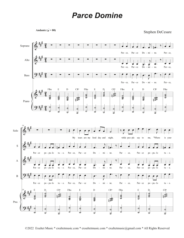 Parce Domine (Solo and SAB)