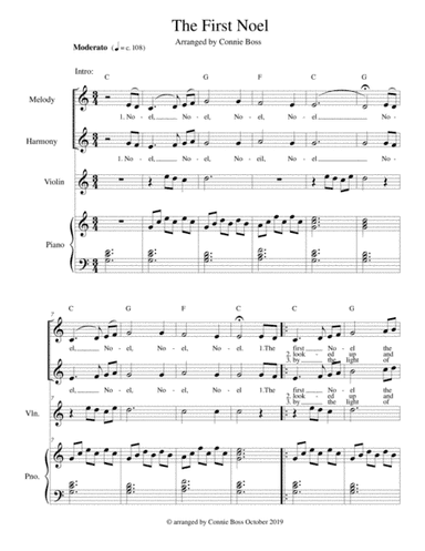 The First Noel - vocal duet violin and piano (arr. Connie Boss)