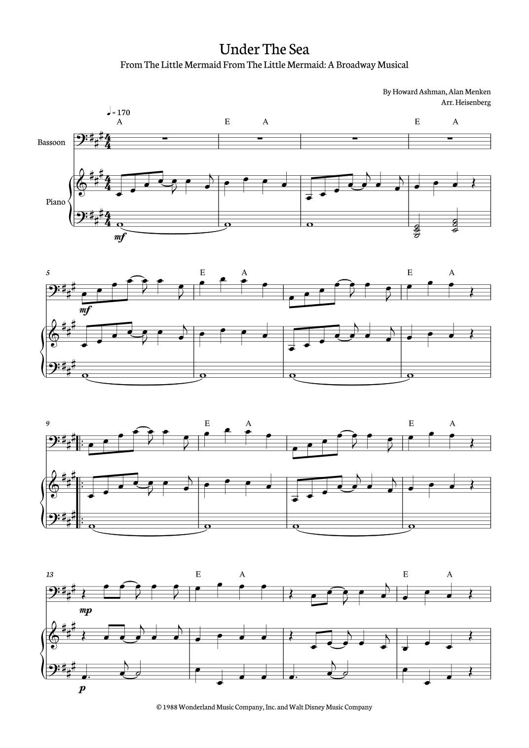 Under The Sea (arr. Heisenberg)