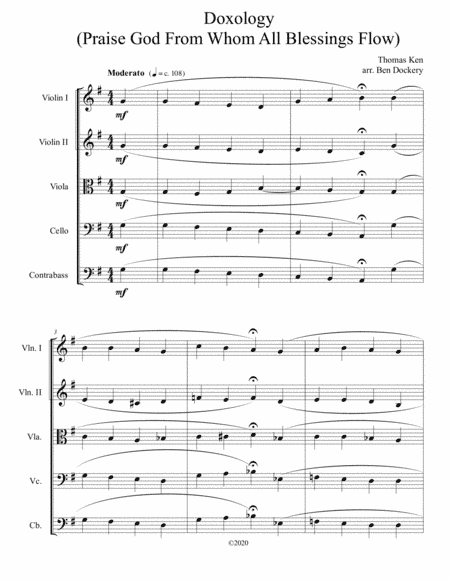 Doxology (Jazz Harmonization) for String Orchestra - (Praise God From Whom All Blessings Flow) (arr. Ben Dockery)
