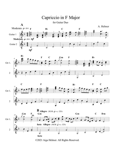 Capriccio in F Major f. Guitar Duo