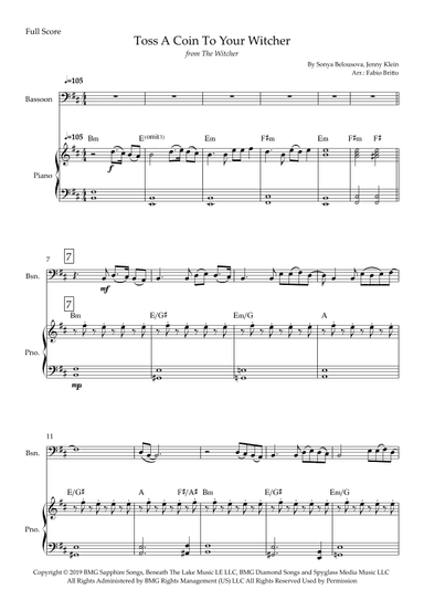 Toss A Coin To Your Witcher (arr. Fabio Britto)