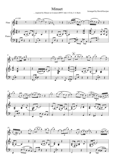 Minuet in G-minor, BWV Anh 115 (flute & piano) (arr. David Kocijan)