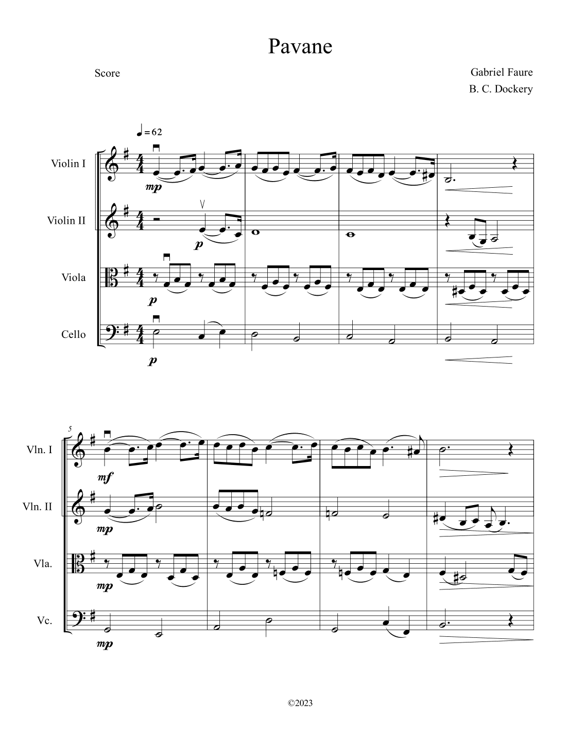 Pavane (String Quartet) (arr. B. C. Dockery)