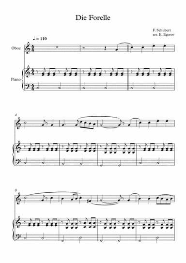Die Forelle, Franz Schubert, For Oboe & Piano (arr. Eugene Egorov)