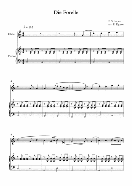 Die Forelle, Franz Schubert, For Oboe & Piano (arr. Eugene Egorov)