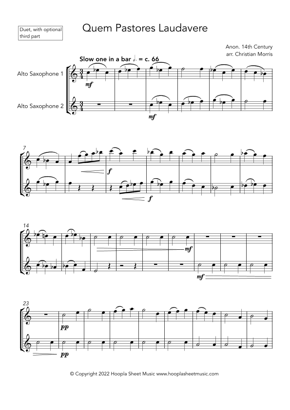 Quem Pastores Laudavere (arr. Christian Morris)