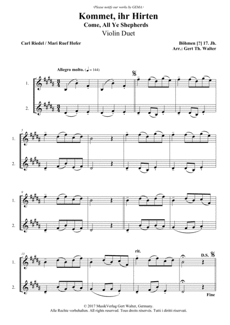 Come, All Ye Shepherds (arr. Gert Th. Walter)
