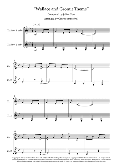 Wallace And Gromit Theme (arr. Claire Summerbell)