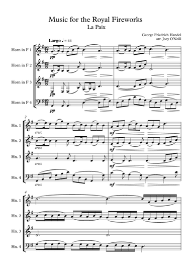 Music for the Royal Fireworks - La Paix (arr. Joey O'Neill)