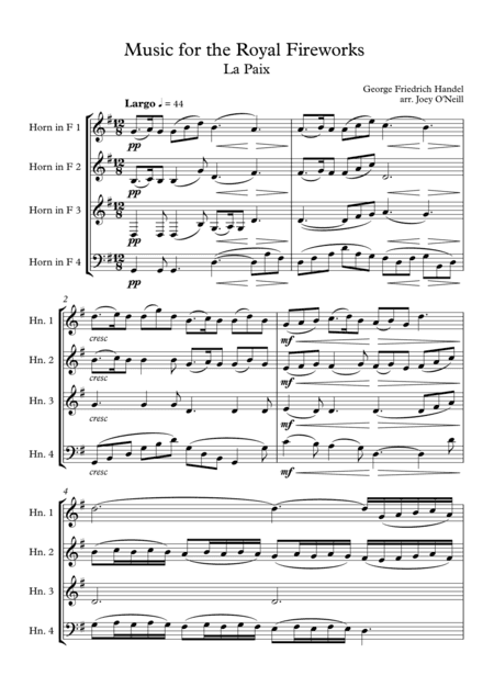 Music for the Royal Fireworks - La Paix (arr. Joey O'Neill)