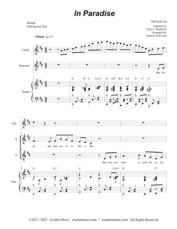 In Paradise (Duet for Soprano and Tenor solo) (arr. Stephen DeCesare)
