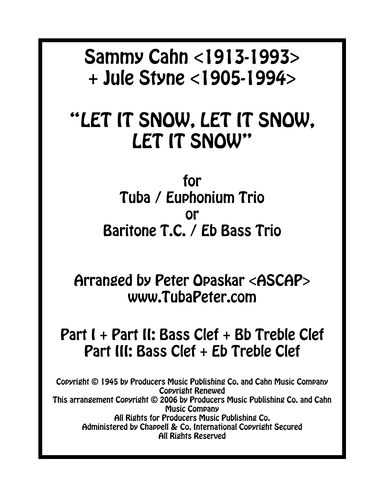 Let It Snow! Let It Snow! Let It Snow! (arr. Peter Opaskar)