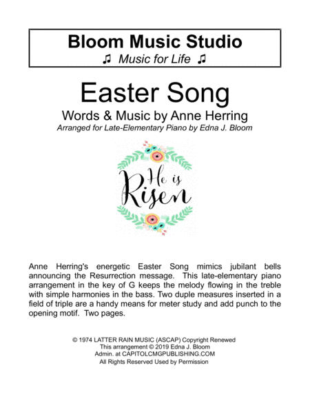 Easter Song Hear The Bells Ringing (arr. Edna J. Bloom)