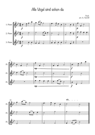 Alle Vögel sind schon da - Flute Trio (arr. Alison Turriff)