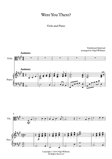Were You There? for Viola and Piano (arr. Nigel Williams)
