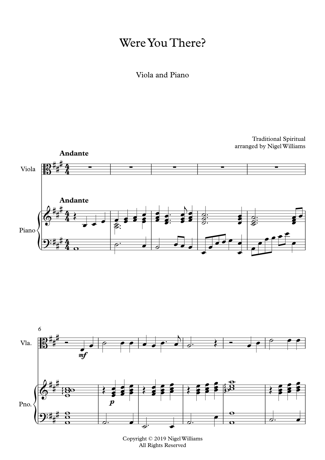 Were You There? for Viola and Piano (arr. Nigel Williams)