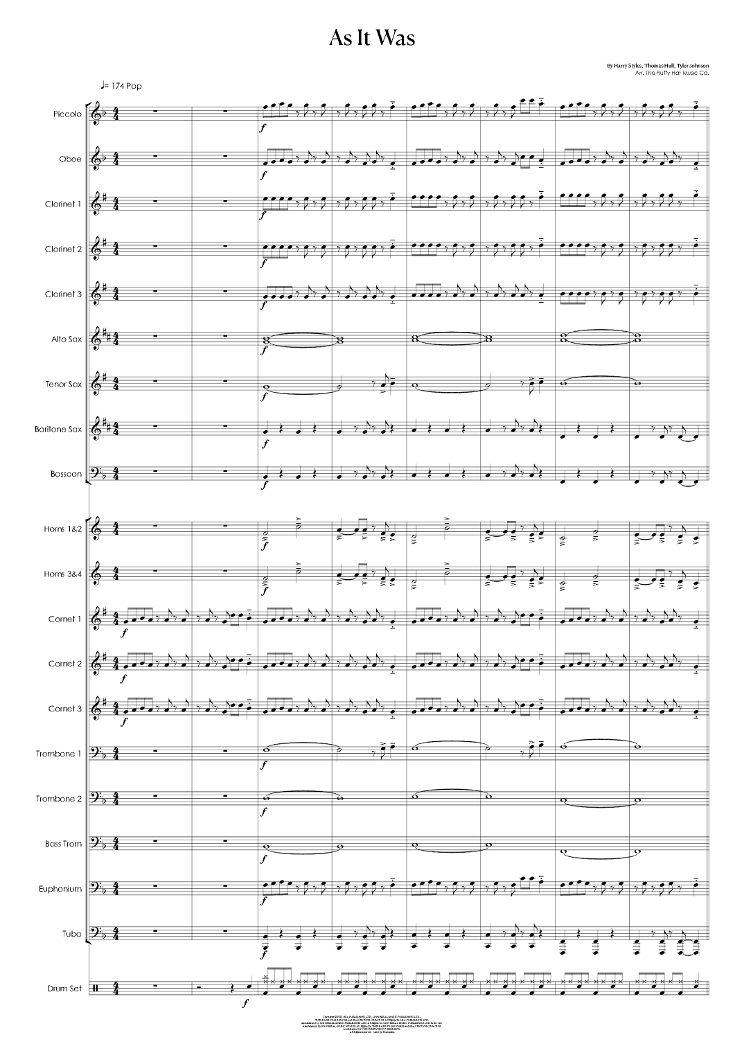 As It Was (arr. The Fluffy Hat Music Co.)