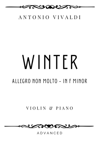 Vivaldi - Allegro non molto from Winter (The Four Seasons) in F Minor - Advanced (arr. Piacere Music Sheets)