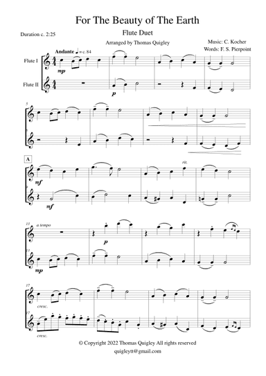 For the Beauty of the Earth (arr. Thomas Quigley)
