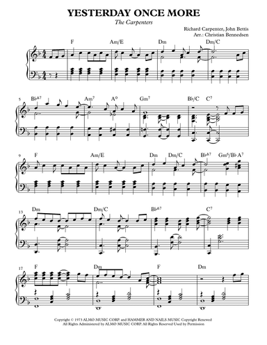 Yesterday Once More (arr. Christian Bennedsen)