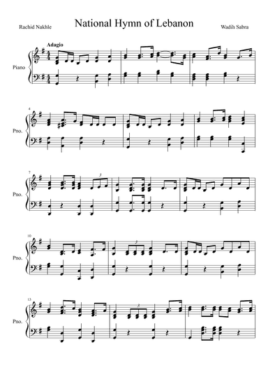 Lebanese National Anthem (arr. Antoine Massroua)