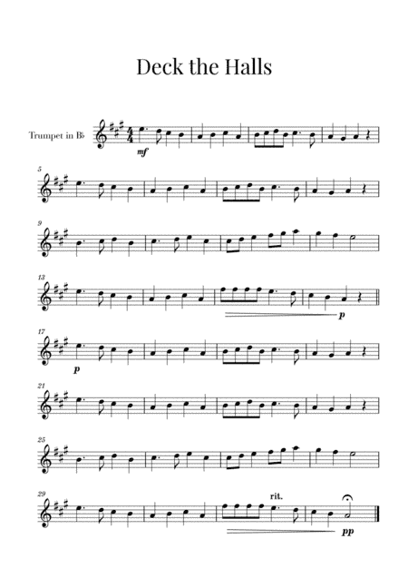 Deck the Halls (for Trumpet) (arr. Cadenza Editions)