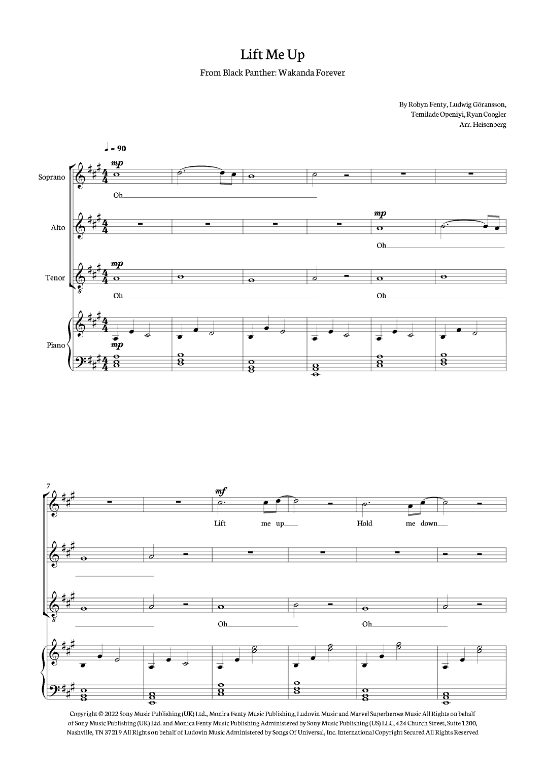 Lift Me Up (arr. Heisenberg)