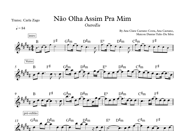 Nao Olha Assim Pra Mim (arr. Carla Zago)