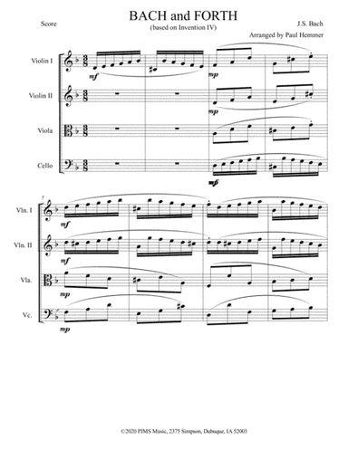 Bach & Forth - (based on Invention #4 by J.S. Bach) - String Quartet (arr. Paul Hemmer)