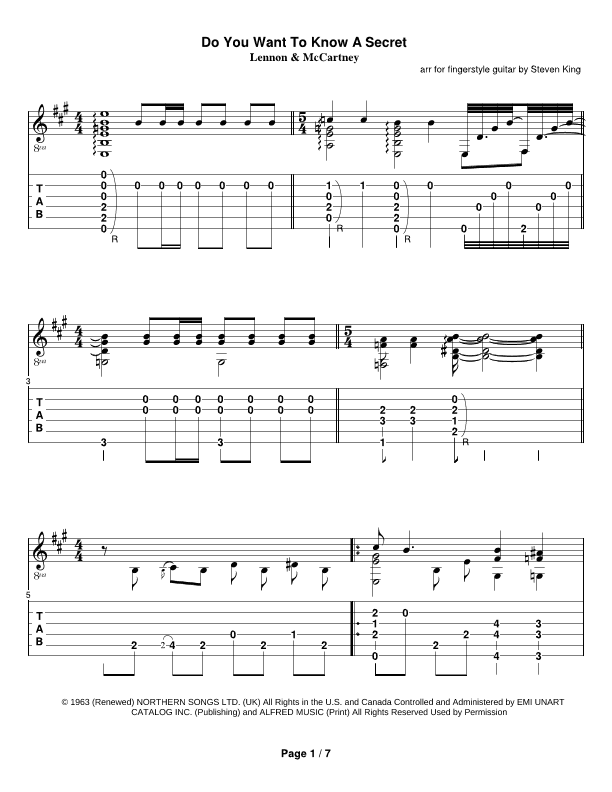 Do You Want To Know A Secret? (arr. Steven Michael King)