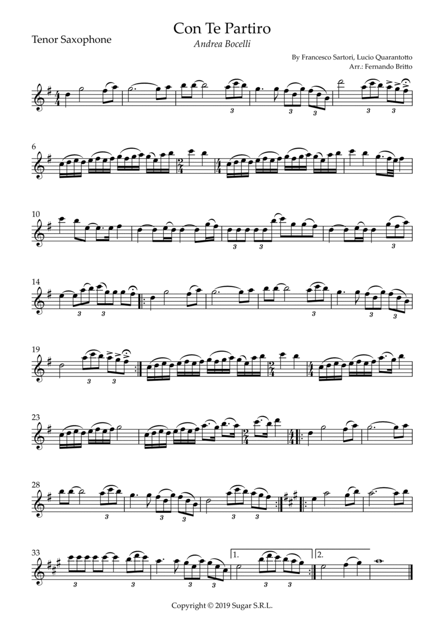 Con Te Partiro (time To Say Goodbye) (arr. Fernando Britto)