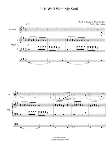 It Is Well With My Soul - Solo French Horn and Organ (arr. Lisa Nelson)