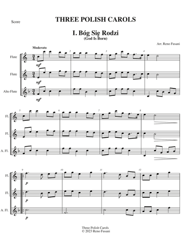Three Polish Carols (Flute Trio Version) (arr. Reno Fusani)