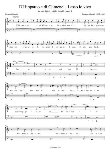 Lamento d'Egisto: Lasso io vivo e non ho vita (arr. Early Music Scores)