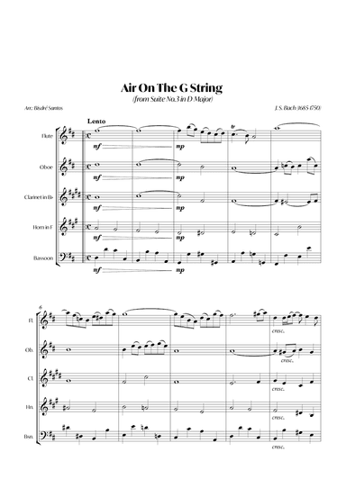 Air On The G String (from Suite No.3 in D Major) (Bach) - Woodwind quintet (arr. André Alberto Santos)