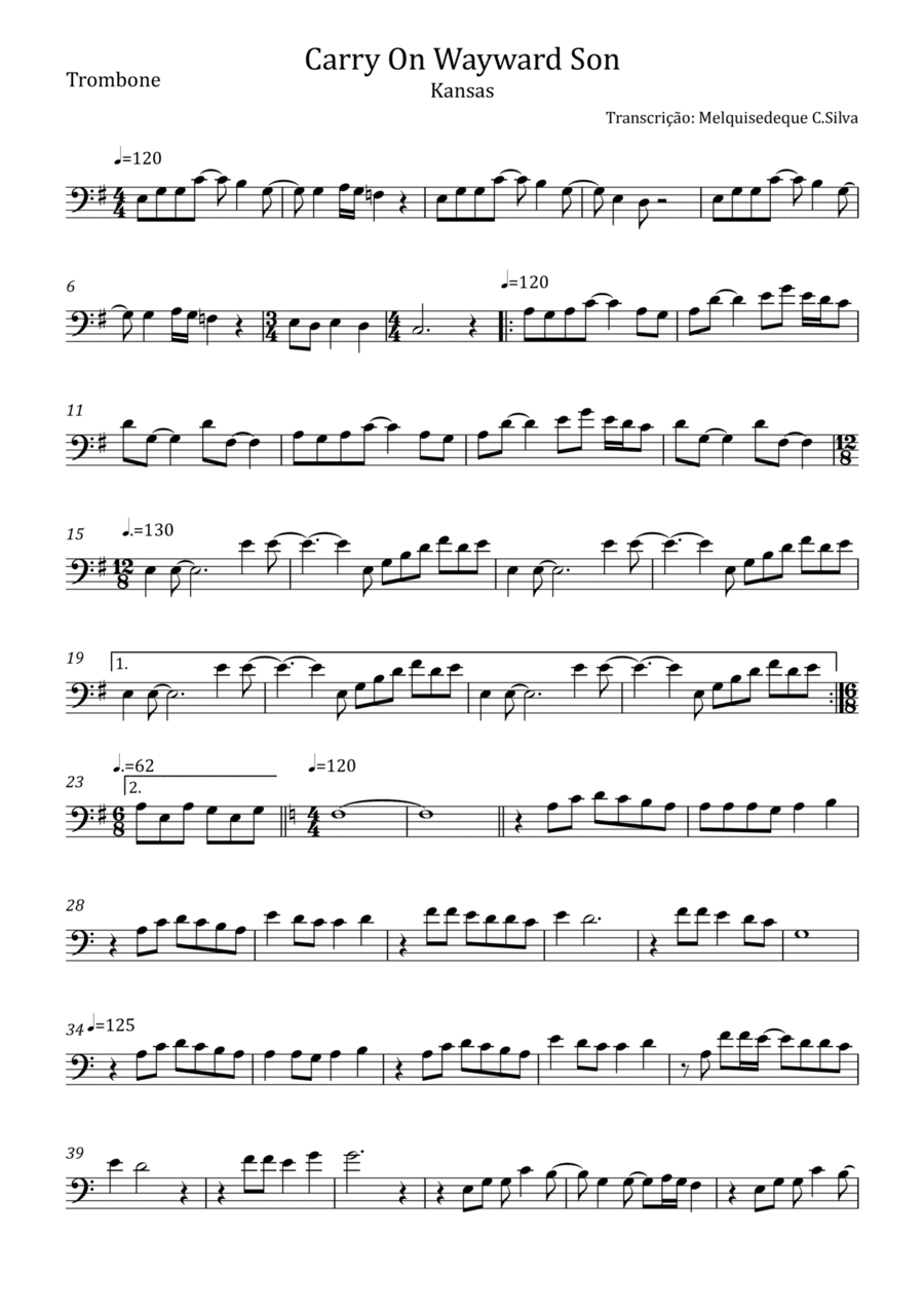 Carry On Wayward Son (arr. Melquisedeque C.Silva)