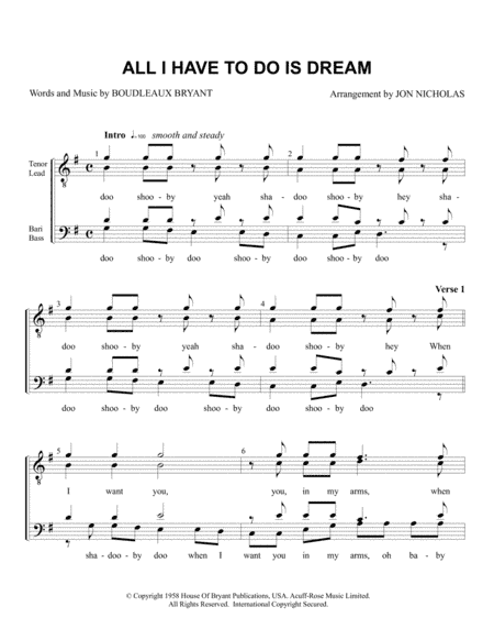 All I Have To Do Is Dream (arr. Jon Nicholas)