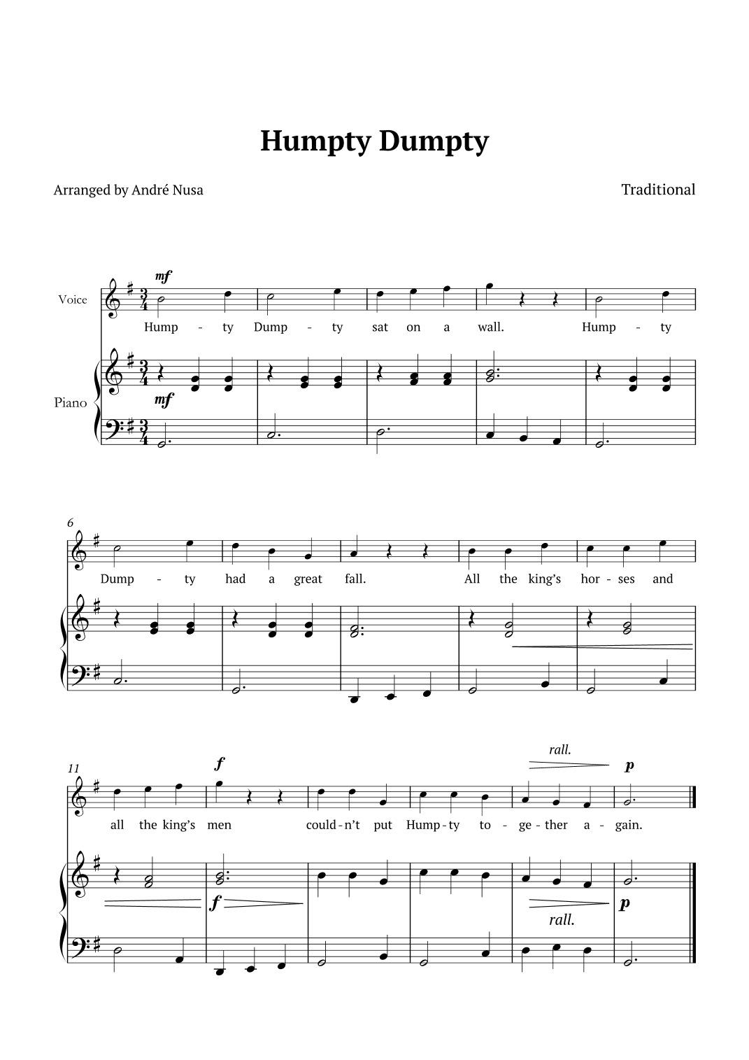 Humpty Dumpty (arr. André Nusa)