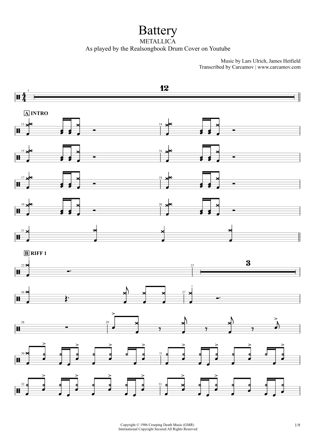 Battery (arr. Realsongbook)