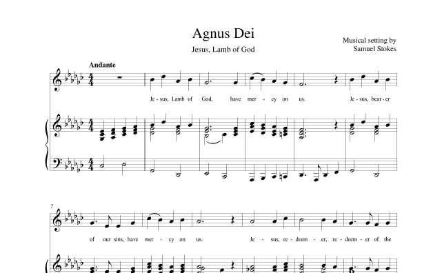 Agnus Dei (Jesus, Lamb of God) - for unison choir and piano