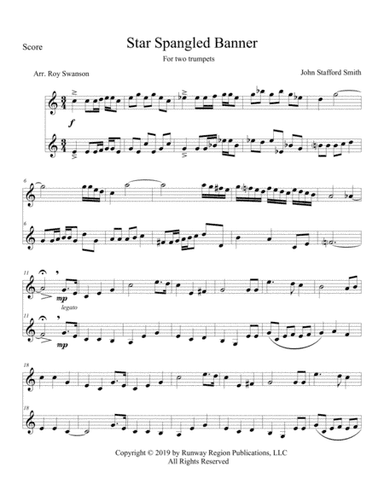 Star Spangled Banner Duet for two trumpets (arr. Roy Swanson)